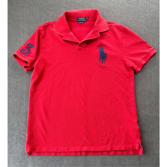 Polo Ralph Lauren Big Pony Polo Shirt Mens M Red Custom Slim Fit Classic 3 - Picture 1 of 11